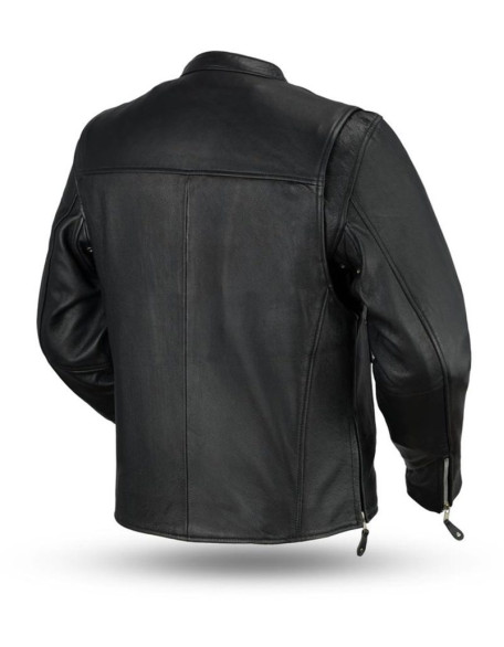 Men’s Cafe Style Clean Leather Jacket