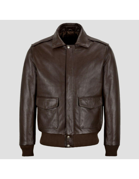 Aviator A-2 Brown Leather Bomber Jacket