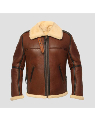 Aviator B-3 Brown Leather Bomber Jacket