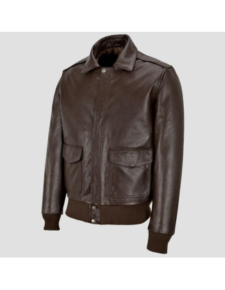 Aviator A-2 Brown Leather Bomber Jacket