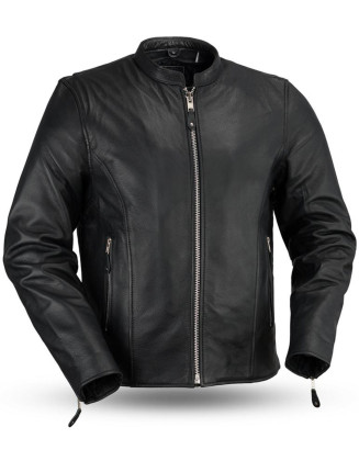 Men’s Cafe Style Clean Leather Jacket