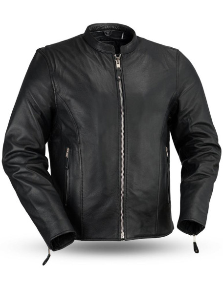 Men’s Cafe Style Clean Leather Jacket