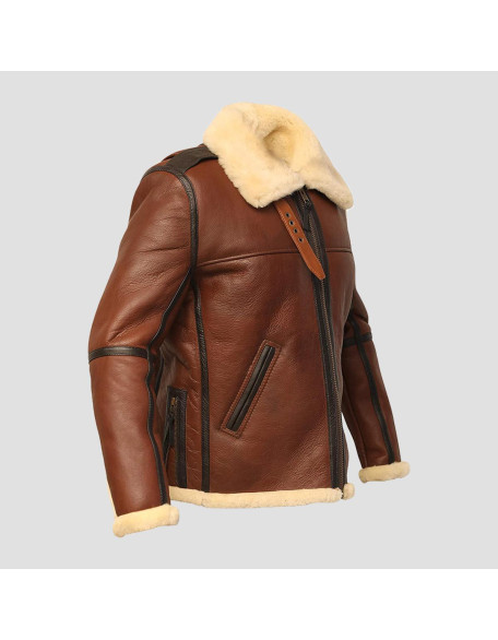 Aviator B-3 Brown Leather Bomber Jacket