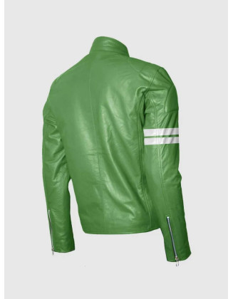 Ben Ten Green Leather Motorcycle Jacket