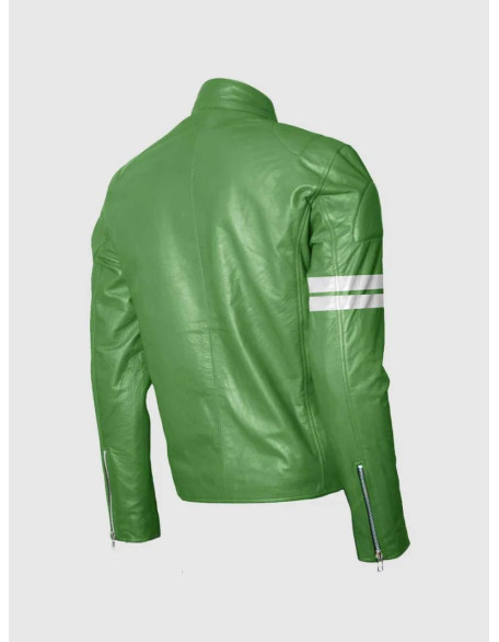 Ben Ten Green Leather Motorcycle Jacket